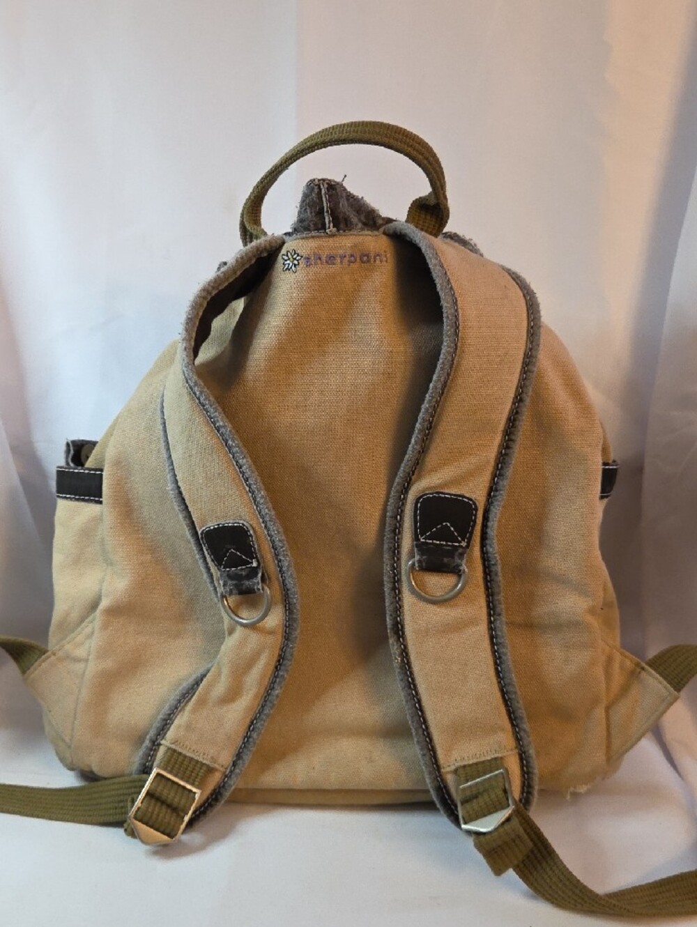 Canvas Tree-Print Drawstring Backpack - Beige - Picture 2 of 13